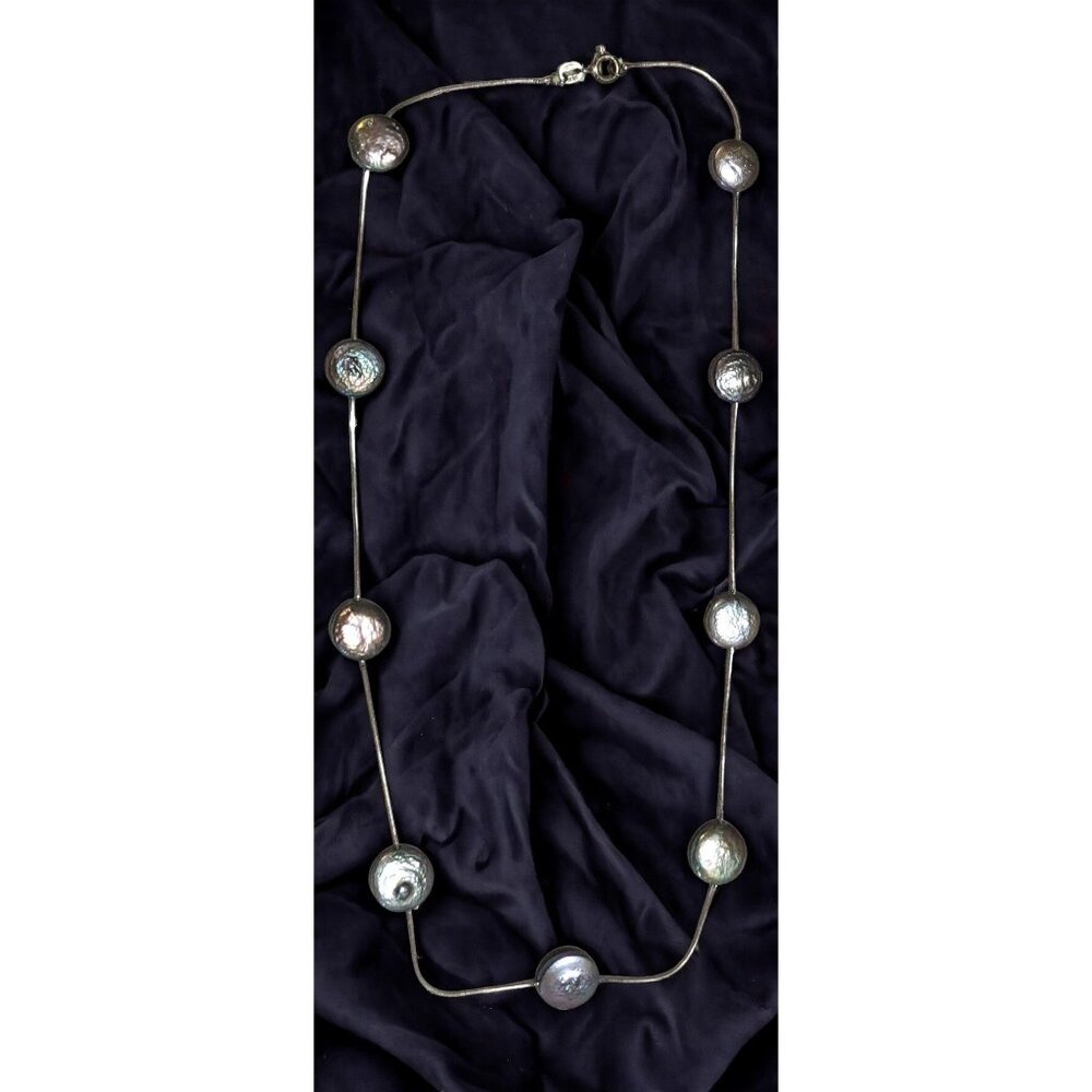 Sterling Silver Shell Beaded Necklaec - image 4